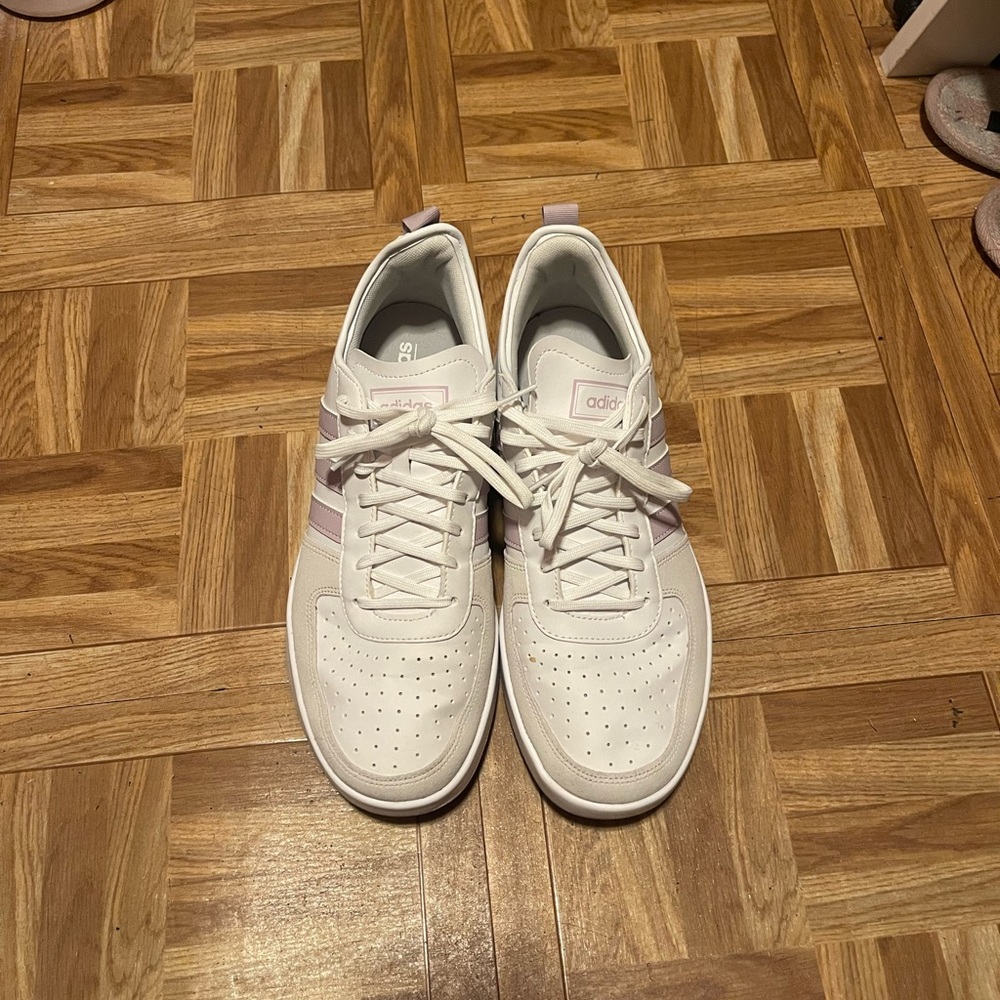 Adidas Women's White and Pink Sneakers